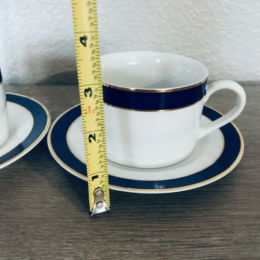 Crate & Barrel 4-pc Coffee Tea Cups Plates Set